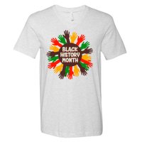 Black History Month Hands Raised  V-Neck T-Shirt