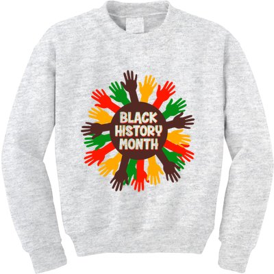 Black History Month Hands Raised  Kids Sweatshirt