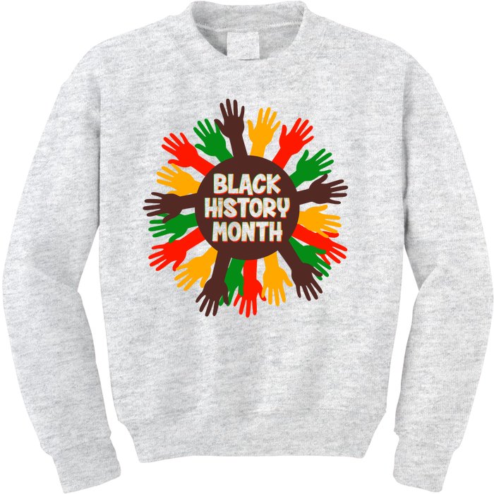 Black History Month Hands Raised  Kids Sweatshirt