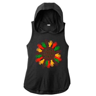 Black History Month Hands Raised  Ladies PosiCharge Tri-Blend Wicking Draft Hoodie Tank