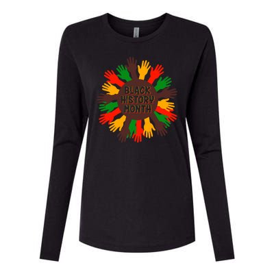 Black History Month Hands Raised  Womens Cotton Relaxed Long Sleeve T-Shirt