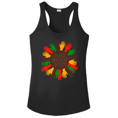 Black History Month Hands Raised  Ladies PosiCharge Competitor Racerback Tank