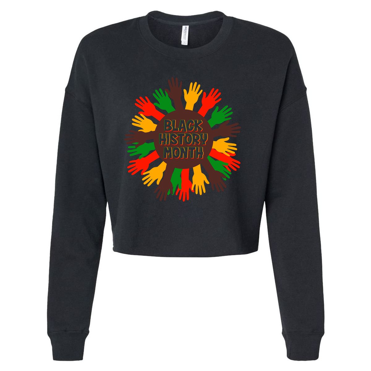 Black History Month Hands Raised  Cropped Pullover Crew