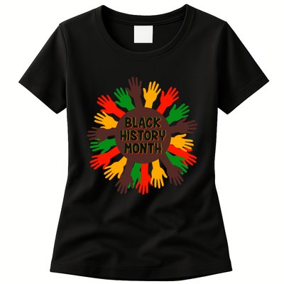 Black History Month Hands Raised  Womens T-Shirt
