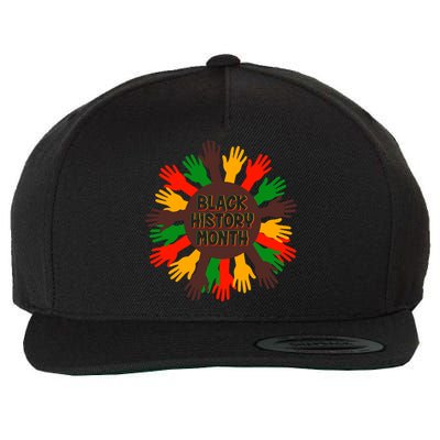 Black History Month Hands Raised  Wool Snapback Cap