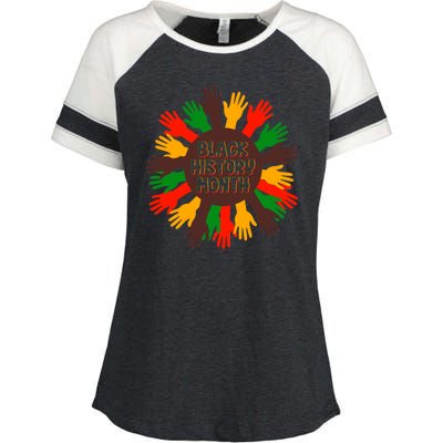 Black History Month Hands Raised  Enza Ladies Jersey Colorblock Tee