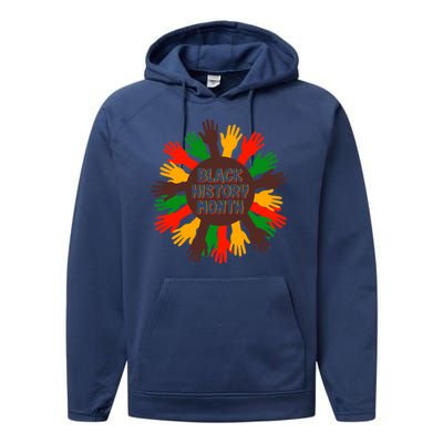 Black History Month Hands Raised  Performance Fleece Hoodie