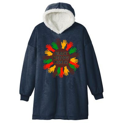 Black History Month Hands Raised  Hooded Wearable Blanket