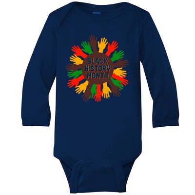 Black History Month Hands Raised  Baby Long Sleeve Bodysuit