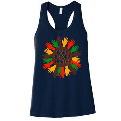 Black History Month Hands Raised  Women's Racerback Tank