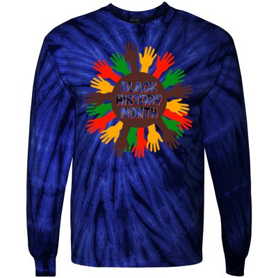 Black History Month Hands Raised  Tie-Dye Long Sleeve Shirt