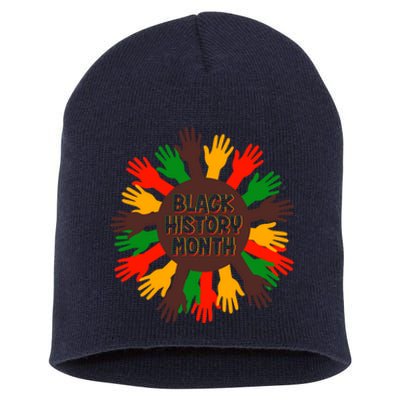 Black History Month Hands Raised  Short Acrylic Beanie