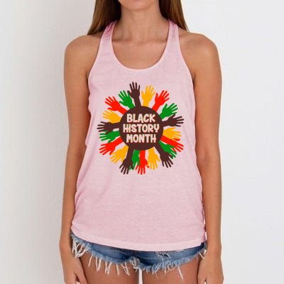 Black History Month Hands Raised  Women's Knotted Racerback Tank