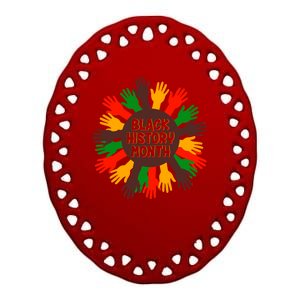 Black History Month Hands Raised  Ceramic Oval Ornament