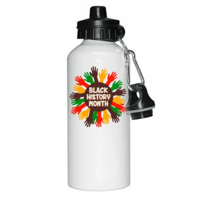 Black History Month Hands Raised  Aluminum Water Bottle