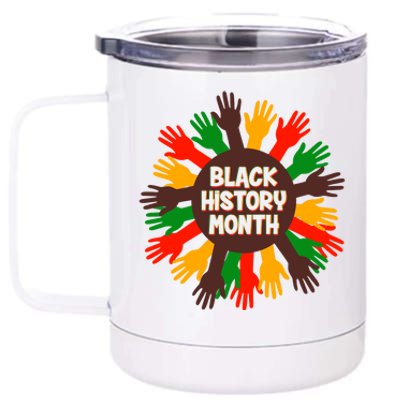 Black History Month Hands Raised  12 oz Stainless Steel Tumbler Cup