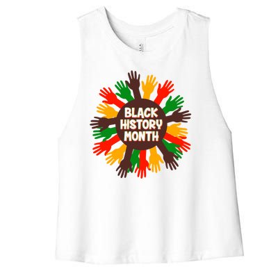 Black History Month Hands Raised  Women's Racerback Cropped Tank