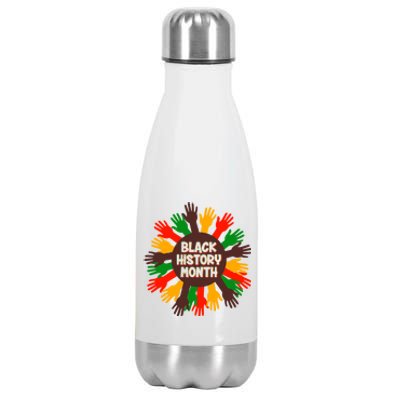 Black History Month Hands Raised  Stainless Steel Insulated Water Bottle