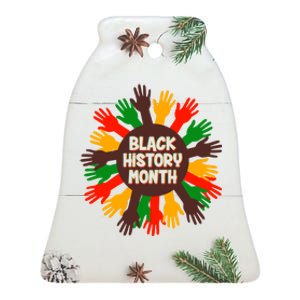 Black History Month Hands Raised  Ceramic Bell Ornament