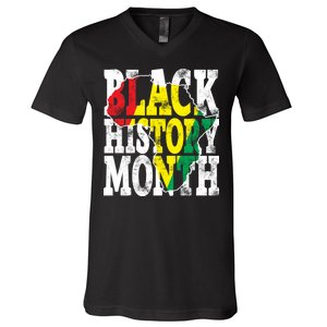 Black History Month Map Of Africa V-Neck T-Shirt