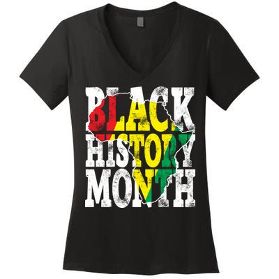Black History Month Map Of Africa Women's V-Neck T-Shirt