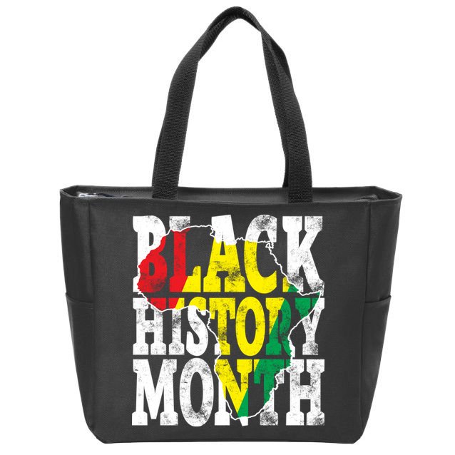 Black History Month Map Of Africa Zip Tote Bag