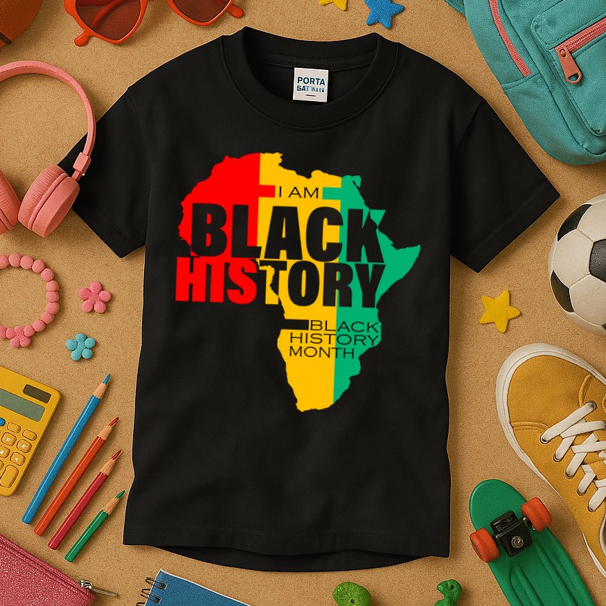Black History Month Map Of Africa BHM Kids T-Shirt