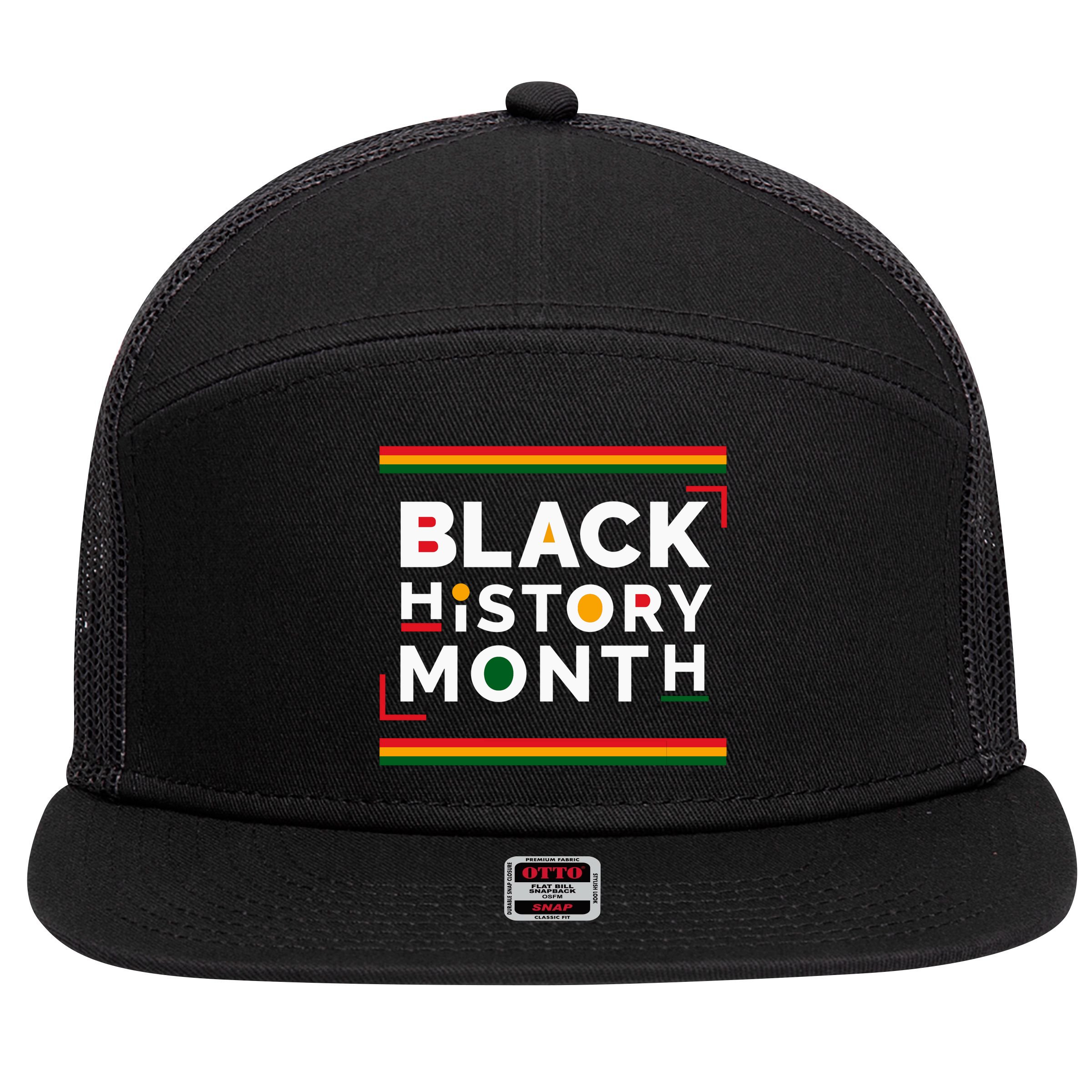 Black History Month Simple Logo 7 Panel Mesh Trucker Snapback Hat