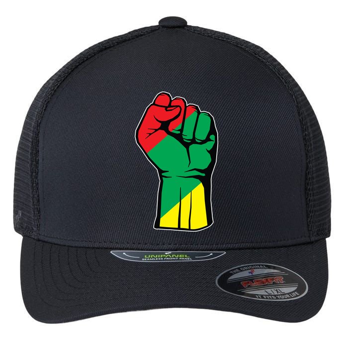 Black History Oppression Fist Flexfit Unipanel Trucker Cap