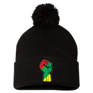 Black History Oppression Fist Pom Pom 12in Knit Beanie