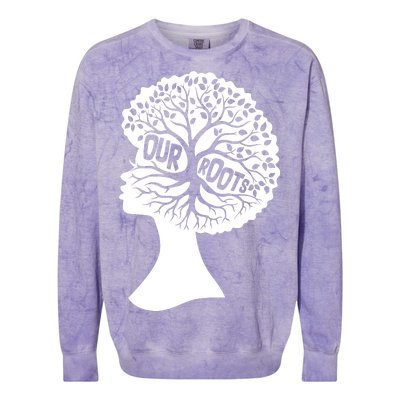 Black History Our Roots Woman Profile Colorblast Crewneck Sweatshirt