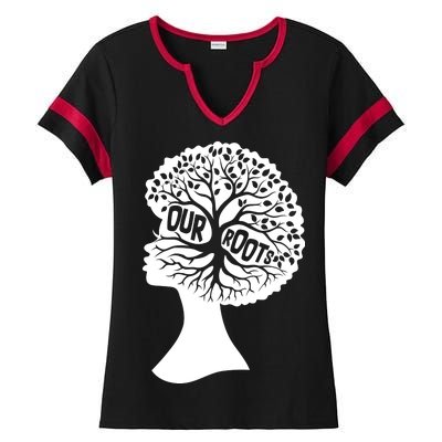 Black History Our Roots Woman Profile Ladies Halftime Notch Neck Tee