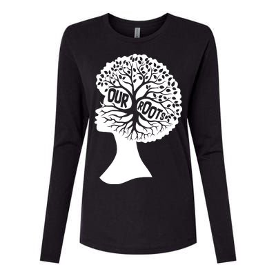 Black History Our Roots Woman Profile Womens Cotton Relaxed Long Sleeve T-Shirt