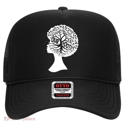 Black History Our Roots Woman Profile High Crown Mesh Back Trucker Hat