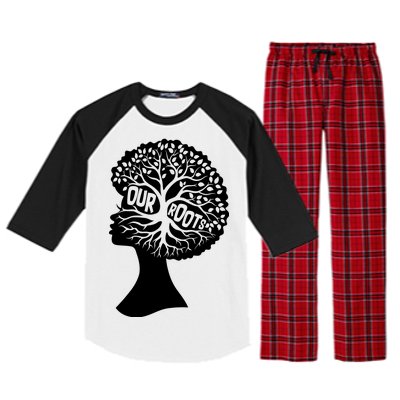 Black History Our Roots Woman Profile Raglan Sleeve Pajama Set