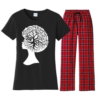 Black History Our Roots Woman Profile Women's Flannel Pajama Set