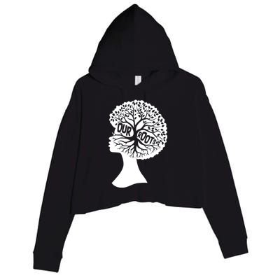 Black History Our Roots Woman Profile Crop Fleece Hoodie