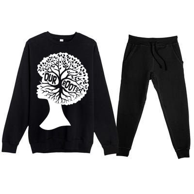 Black History Our Roots Woman Profile Premium Crewneck Sweatsuit Set