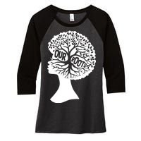 Black History Our Roots Woman Profile Women's Tri-Blend 3/4-Sleeve Raglan Shirt