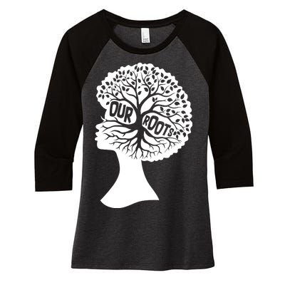 Black History Our Roots Woman Profile Women's Tri-Blend 3/4-Sleeve Raglan Shirt