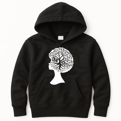 Black History Our Roots Woman Profile Kids Hoodie