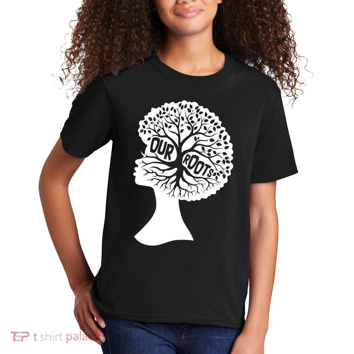 Black History Our Roots Woman Profile Kids T-Shirt