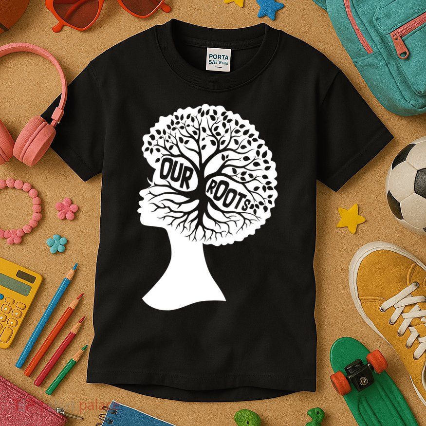Black History Our Roots Woman Profile Kids T-Shirt