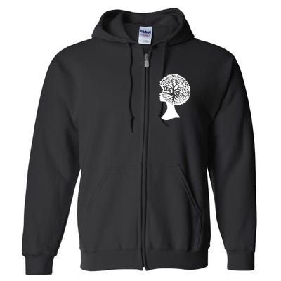 Black History Our Roots Woman Profile Full Zip Hoodie