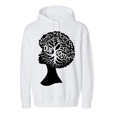 Black History Our Roots Woman Profile Garment-Dyed Fleece Hoodie