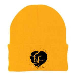 Black History Protest Fist Heart Knit Cap Winter Beanie