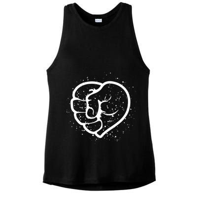 Black History Protest Fist Heart Ladies PosiCharge Tri-Blend Wicking Tank