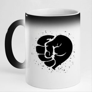 Black History Protest Fist Heart 11oz Black Color Changing Mug