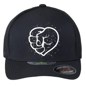 Black History Protest Fist Heart Flexfit Unipanel Trucker Cap