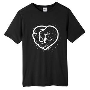 Black History Protest Fist Heart Tall Fusion ChromaSoft Performance T-Shirt